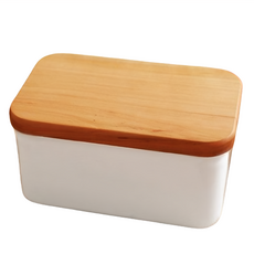 Noda Horo 野田琺瑯 奶油盒，木蓋, 白色, 1個