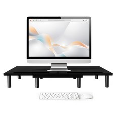 Ermutek 二木科技 簡約風多功能桌上型雙螢幕增高架 SR-020-B, 木紋黑色