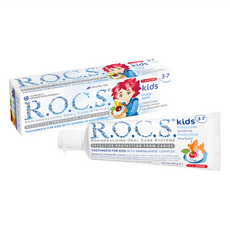 R.O.C.S. 不含氟幼兒牙膏 水果甜筒 3-7歲適用 天然食物萃取成分 幫助預防齲齒/蛀牙, 45g, 1條