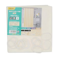 OMORY 簡約PEVA防水浴簾 附掛環, 180 x 180cm, 淺黃, 1組