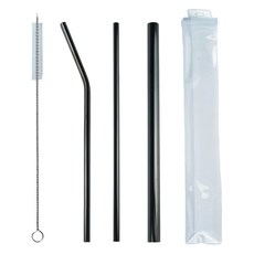 Caldo卡朵生活 幻彩304不鏽鋼平口吸管5件組 M178 -黑, 5件, 1包