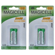 MAGICCELL 低自放鎳氫充電電池, 1050mAh, AAA 1.2V, 2入, 2組