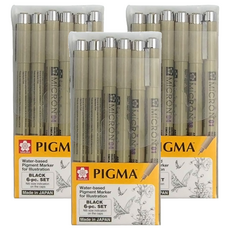 SAKURA 櫻花 PIGMA MICRON 筆格邁 代針筆 6支套裝，適合描線、插畫、原稿創作, 黑色, 3盒