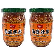 龍宏 酒釀辣椒, 台灣朝天椒與精純米酒, 無添加防腐劑, 360g, 2罐