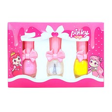 Pinky princess 3色指甲油C套組 兒童專用, 1盒 草莓牛奶 閃耀亮片 清新檸檬, 草莓牛奶，閃耀亮片，清新檸檬