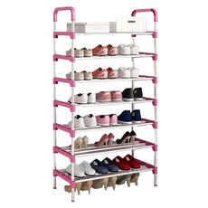 不鏽鋼鞋架 8層,粉色,多層鞋子收納架,簡約現代,防鏽耐用,節省空間, 1個
