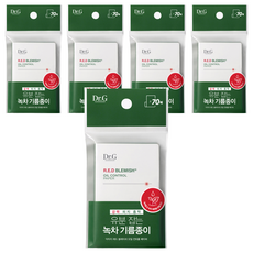 Dr. G 吸油面紙, 70張/包, 輕巧超薄隨身包, 柔軟自然材質, 添加茶葉與精油, 5包