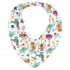 瑞典 ImseVimse 有機棉領巾型圍兜 0個月以上適用 頸圍33cm 柔軟親膚 吸水性佳, 馬戲團 白色, 1件, 1件