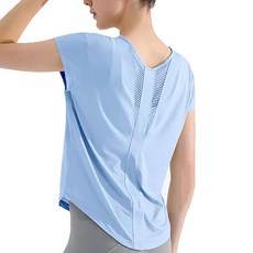 bebehome 微孔透氣涼感科技運動罩衫 寬鬆版型 遮肉顯瘦 圓弧下擺, S, 藍色