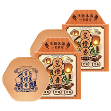 美吾髮 艾系列 強運草本淨化手工艾草皂 艾檀香, 洗臉沐浴二合一, 含甘油, 添加鼠尾草和水解珍珠成分, 六重保護, 100g, 2個