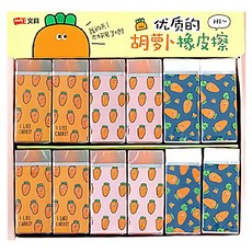 PINKFOOT 胡蘿蔔橡皮擦 Set 3款, 粉色.海軍藍.橙色, 36個