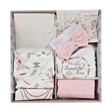 彌月禮盒 嬰兒短袖包屁衣長褲6件組, L(6~9個月), 波希米亞