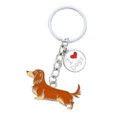 WOONUE 高品質臘腸狗動物背包鑰匙圈掛飾禮物, 棕色 金屬材質, 1個