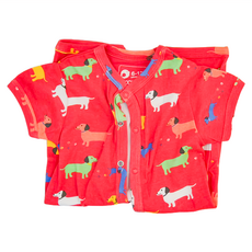 piccalilly 皮卡儷儷 有機棉嬰幼兒短版連身衣, 6~12個月, 紅色