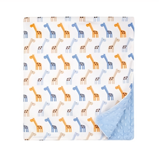 HUDSON BABY Pureal 純真兔 安撫舒眠荳荳柔毯 長頸鹿 藍色 102 x 76cm