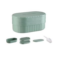 72格雙層帶蓋寶寶輔食矽膠製冰盒，PP矽膠材質，21.8x12.7x10cm，活力黃, 清新綠, 1個