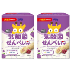 RISAL 小兒利撒爾 啾米乳酸菌夾心米果, 花蓮富麗米, 天然果甘甜, 含日本芽孢乳酸菌, 葡萄口味, 64g, 2盒