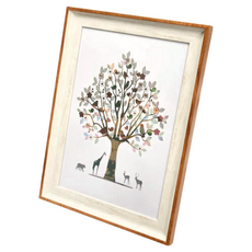 TRENY 歐款獎狀證書相框 木材 PS塑膠 可掛於牆上 直立/橫放兩用, A4, 雙色白木, 1個