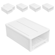 收納部屋 透明抽屜收納盒8L 31 x 22 x 11.5cm 白色 - 居家收納首選, 6個