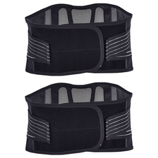 ZEAMO日本軟硬支撐透氣護腰 固定腰托 直腰挺背 隱形腰帶 黑色, M(90 x 22cm), 2個