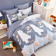 Pure One 100%純棉 枕套床包組- AB版花色雙用 台灣製造