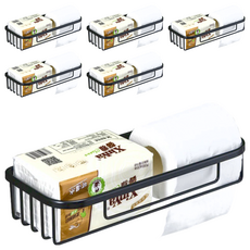 葉子小舖 衛生紙置物架, 太空鋁材質, 免打孔, 典雅黑, 6個