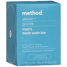 Method 美則 男仕潔膚皂 極地冰川 Set 不含對羥基苯甲酸酯或鄰苯二甲酸酯 無塑料製成, 2個, 1盒, 283g