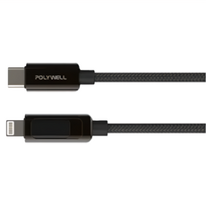 POLYWELL 寶利威爾 Lightning-Type-C 數位顯示PD快充線, 1m, PW15-W45-A263, 1條