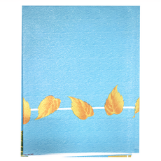 清新現代風撞色銀杏葉桌巾 PVC 紗線布, 220 x 140cm, 海洋藍, 1個