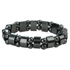 天然黑膽石雙排手鍊 簡約款式 低調不單調 防水不掉色, 1條, 直徑7cm