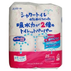 elleair 艾黎艾爾 大王製紙 超吸水滾筒衛生紙 花香 2倍吸水力 100%原生紙漿 四季花柄印花, 25m, 4捲, 1袋