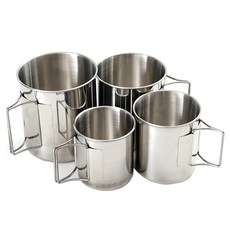 CLS 不鏽鋼握把杯4件組 220ml + 330ml + 500ml + 660ml, 1組, 銀色