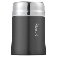 RICO 瑞可 不鏽鋼304真空燜燒杯食物罐 附匙 FJ- 750BK 17 x 11 x 11cm, 黑曜石, 750ml, 1個