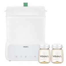 YOUHA 優合多功能消毒烘乾鍋+PPSU寬口儲乳瓶210ml 2入組 (YH-2030), 柔白色