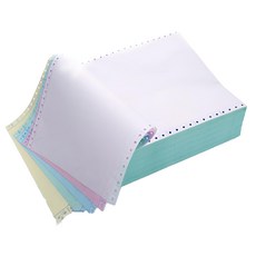 OKPP 歐凱普 電腦連續報表紙 雙切 全頁 四聯 11 x 9.5cm 白色 + 紅色 + 黃色 + 藍色 400張, 1組