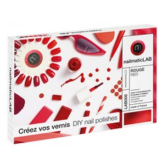nailmatic LAB 法式成人指彩DIY 耶誕紅派對套組, 5色調色基色顏料 + 5瓶空玻璃瓶 + 10支吸管吸器 + 5張標籤註記貼紙 + 1本小冊子, 1盒