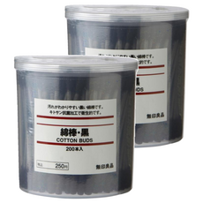 MUJI 無印良品 棉棒 補充用 黑色, 200支, 2組