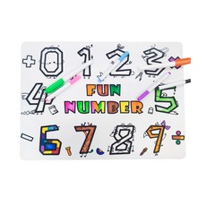 食品級矽膠畫畫餐墊 30cm x 40cm 無毒不含雙酚A 耐熱安全, fun數字, 1組