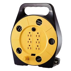 Mayka 明家 3孔6插座輪座延長線 SP-612S-8 安全多孔電源線, 黃色 + 黑色, 8m, 1個