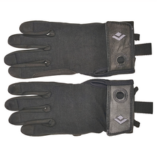 Black Diamond M's Crag 男款確保手套 皮革手掌和手指 彈性網眼布, 黑色, 1雙