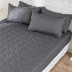 LoveCity 寢城之戀 台灣製 圓彩 防塵防汙 舖棉保潔枕套(深灰/枕套1對), 45 x 75cm, 1入