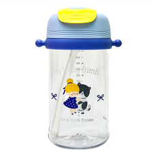 LocknLock 樂扣樂扣 兒童吸管水壺 66 x 154mm, 藍色小貓, 400ml, 1個