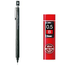 Pentel 飛龍文具 Graph 1000 PG1005 自動鉛筆與Ain Stein B鉛筆芯組合, 0.5mm, 1組