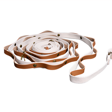 OUTSY 皮革質感可調節掛物繩露營繩，經典質感皮革搭金屬鈕扣，可調節長度設計，附贈收納袋, 淺咖啡色, 400cm, 1條