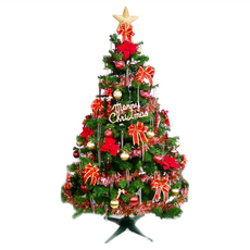 摩達客 耶誕台製5尺(150cm)高規特豪華版綠聖誕樹 + 絕美聖誕花蝴蝶結系配件(不含燈), 綠色
