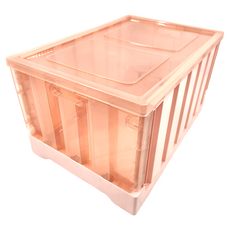 透明可折疊貨櫃收納箱 特大號, 透明粉色, 1個