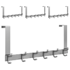 妃妃嚴選 太空鋁門後掛鈎, 適用於≤4.5的室內門, 26.5cm加長掛條, 槍灰, 4個