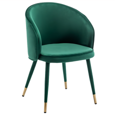 E-home Gerta歌塔流線絨布腳包金邊休閒餐椅 UH017B-grn, 1個, 綠色