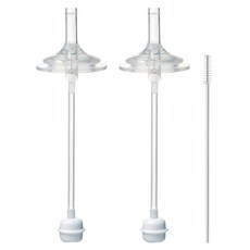 hibee Doubleheart 重力球奶瓶吸管嘴組 防漏矽膠材質 附清潔刷, 透明, 1組