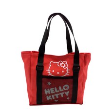 Hello Kitty 凱蒂貓 網眼布多功能尼龍布手提袋, 紅色, 25X高26X深10cm